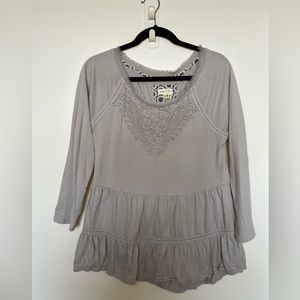 Meadow Rue Grey 3/4 sleeve Blouse, size M